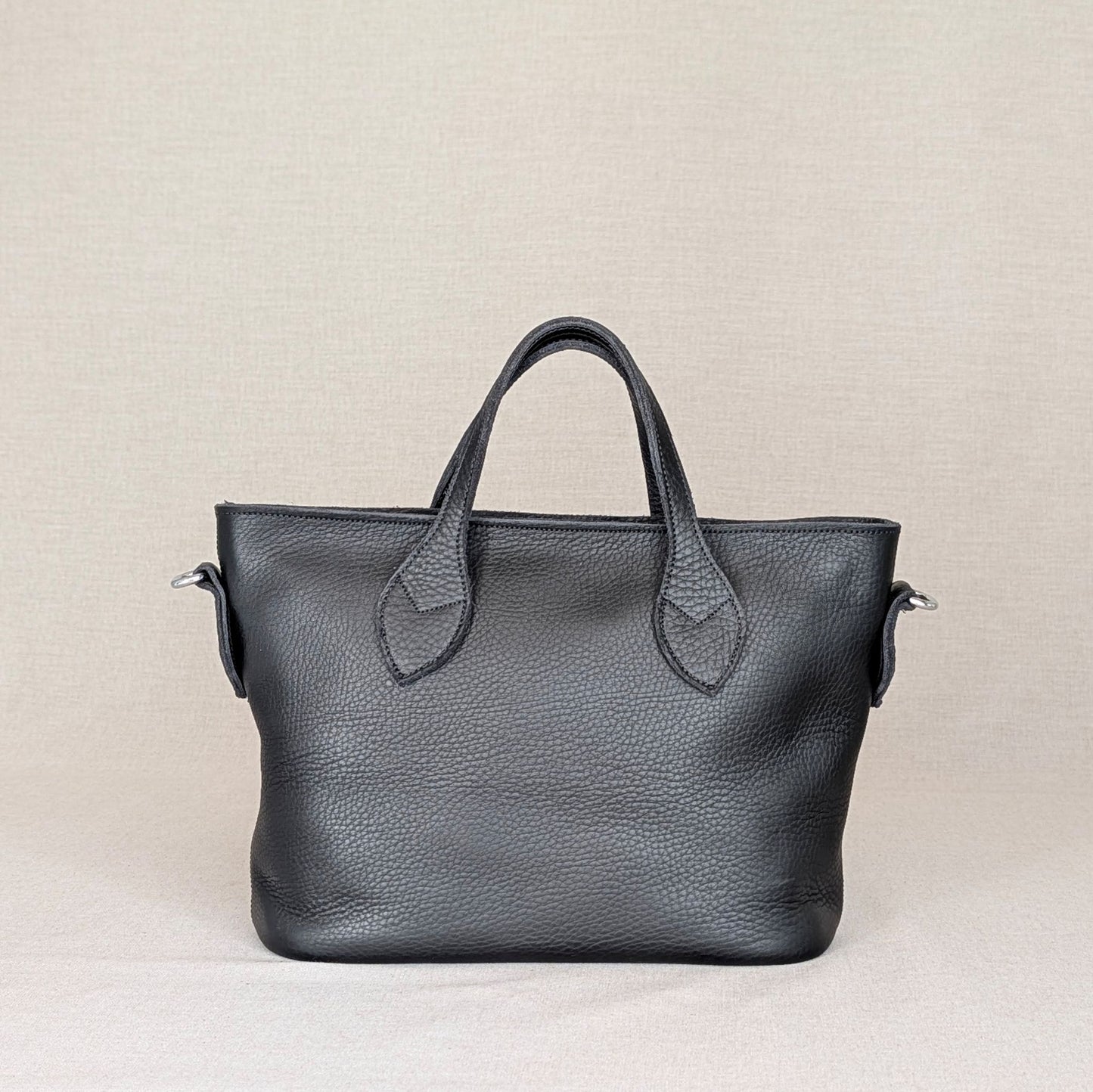 apazo Pequeño de piel artesanal Belice — bolso de diario con asas y bandolera —COLOR NEGRO